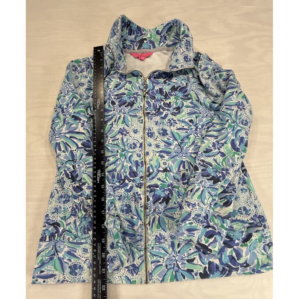 LILLY PULITZER Leona Full Zip Up Iris Blue High Maintenance Small